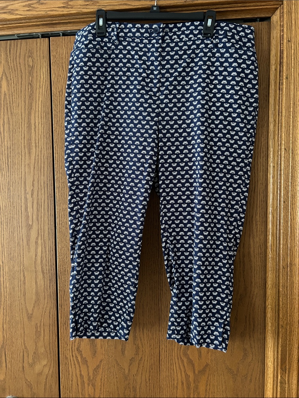 Talbots Navy Blue Cropped Printed Ankle Pants